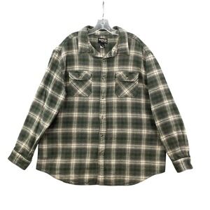 Guide Series Flannel Shirt Mens 2XLT Green Plaid Heavyweight Cotton Outdoor Tall